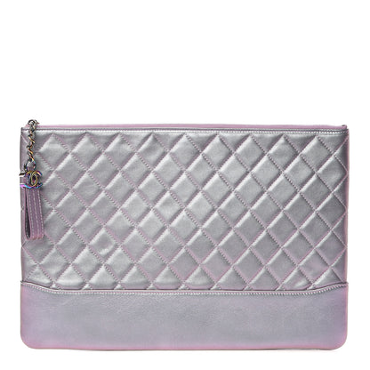Chanel Iridescent Lambskin Quilted Large Gabrielle Cosmetic Case Light Purple 1 of 10