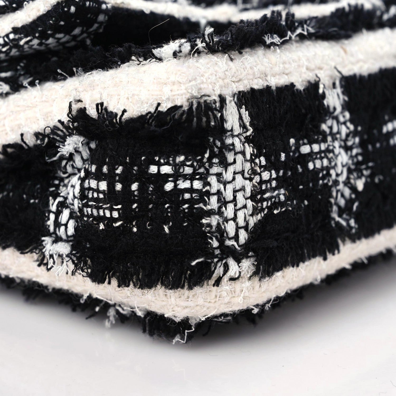 Chanel Tweed Quilted Tartan Medium Double Flap Black White 7 of 10