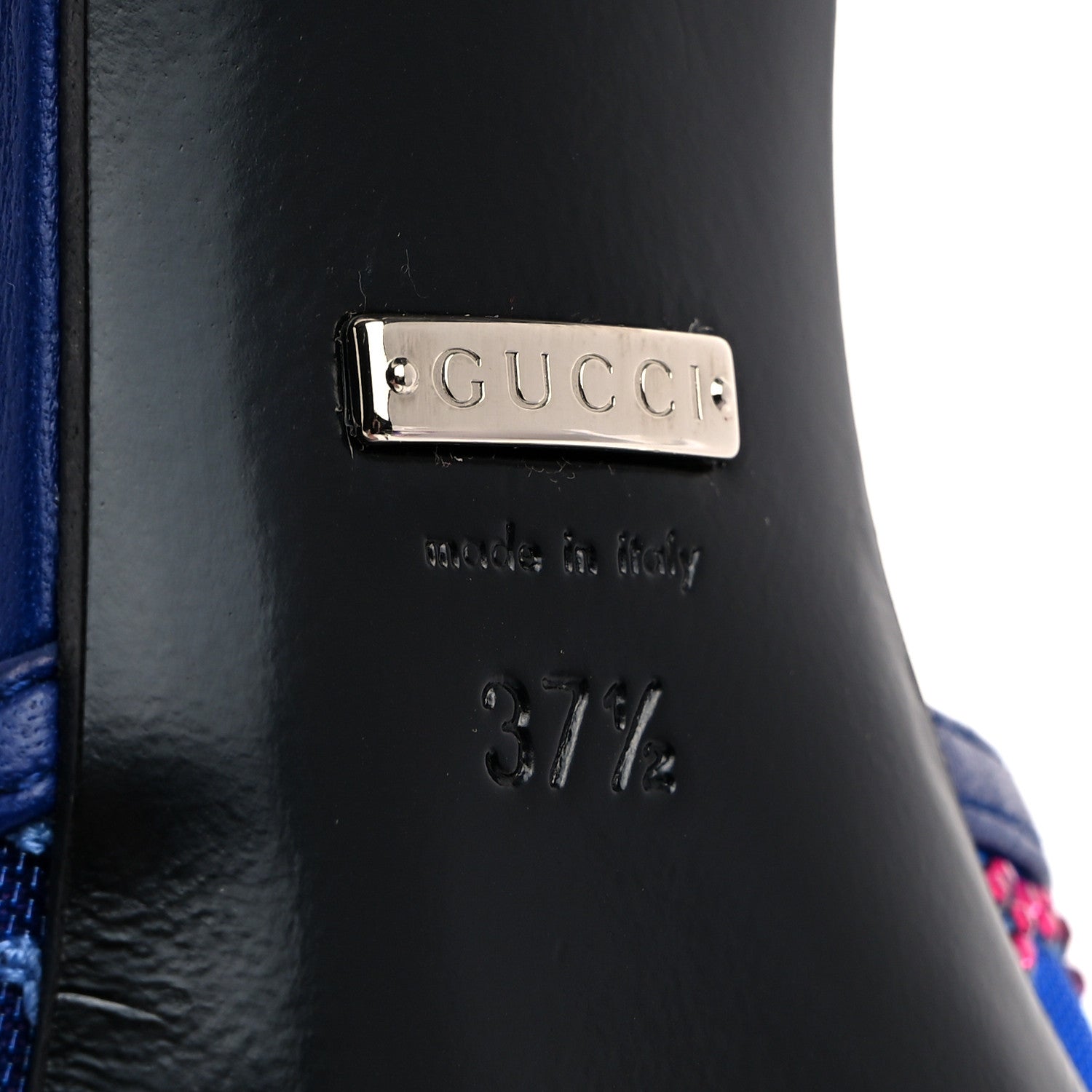 Gucci Tela Retino Nappa Charlotte Crystal GG Monogram Square G 35mm Slingback Pumps 37.5 Splash Net Blue Witch 7 of 8