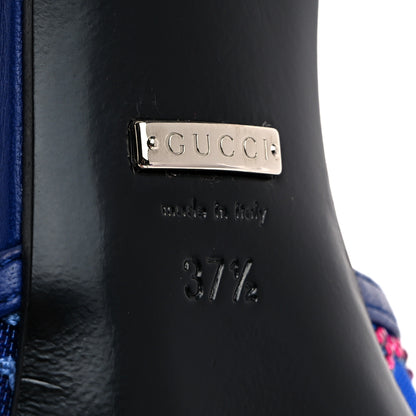 Gucci Tela Retino Nappa Charlotte Crystal GG Monogram Square G 35mm Slingback Pumps 37.5 Splash Net Blue Witch 7 of 8