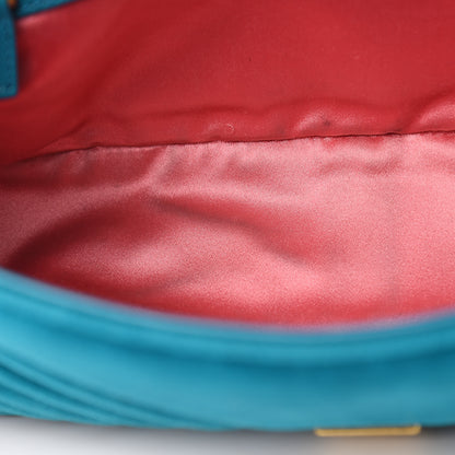 Gucci Velvet Matelasse Small GG Marmont Shoulder Bag Pavone Cyan 12 of 16