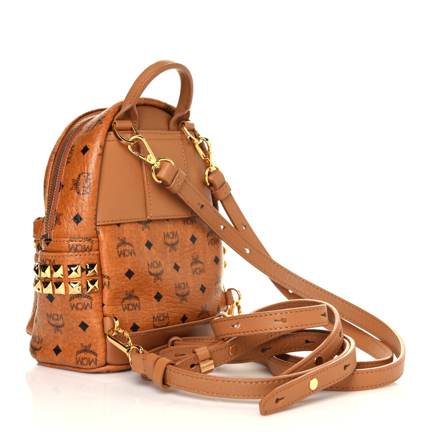 MCM Visetos Side Stud Mini Stark Backpack Cognac 2 of 9