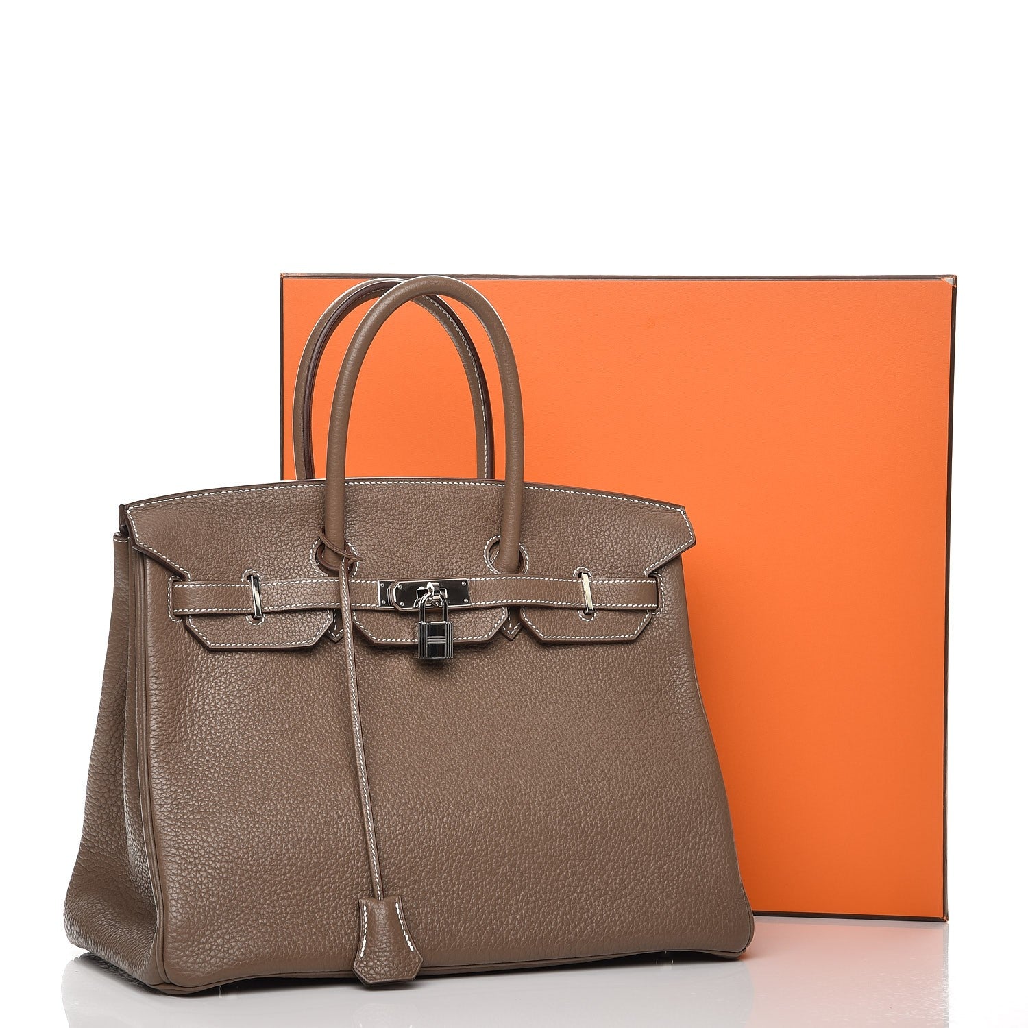 Hermes Taurillon Clemence Birkin 35 Etoupe 30 of 30