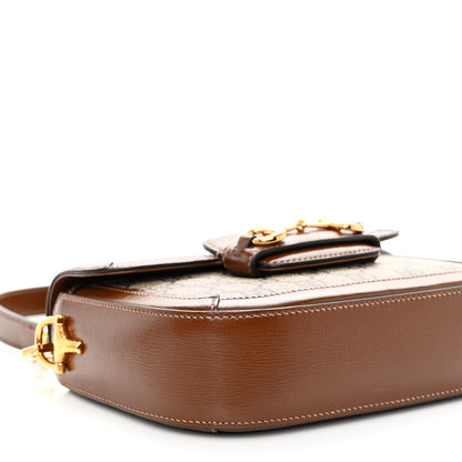 Gucci GG Supreme Monogram Azalea Calfskin Web Mini Horsebit 1955 Shoulder Bag Beige Ebony Brown Sugar 9 of 10
