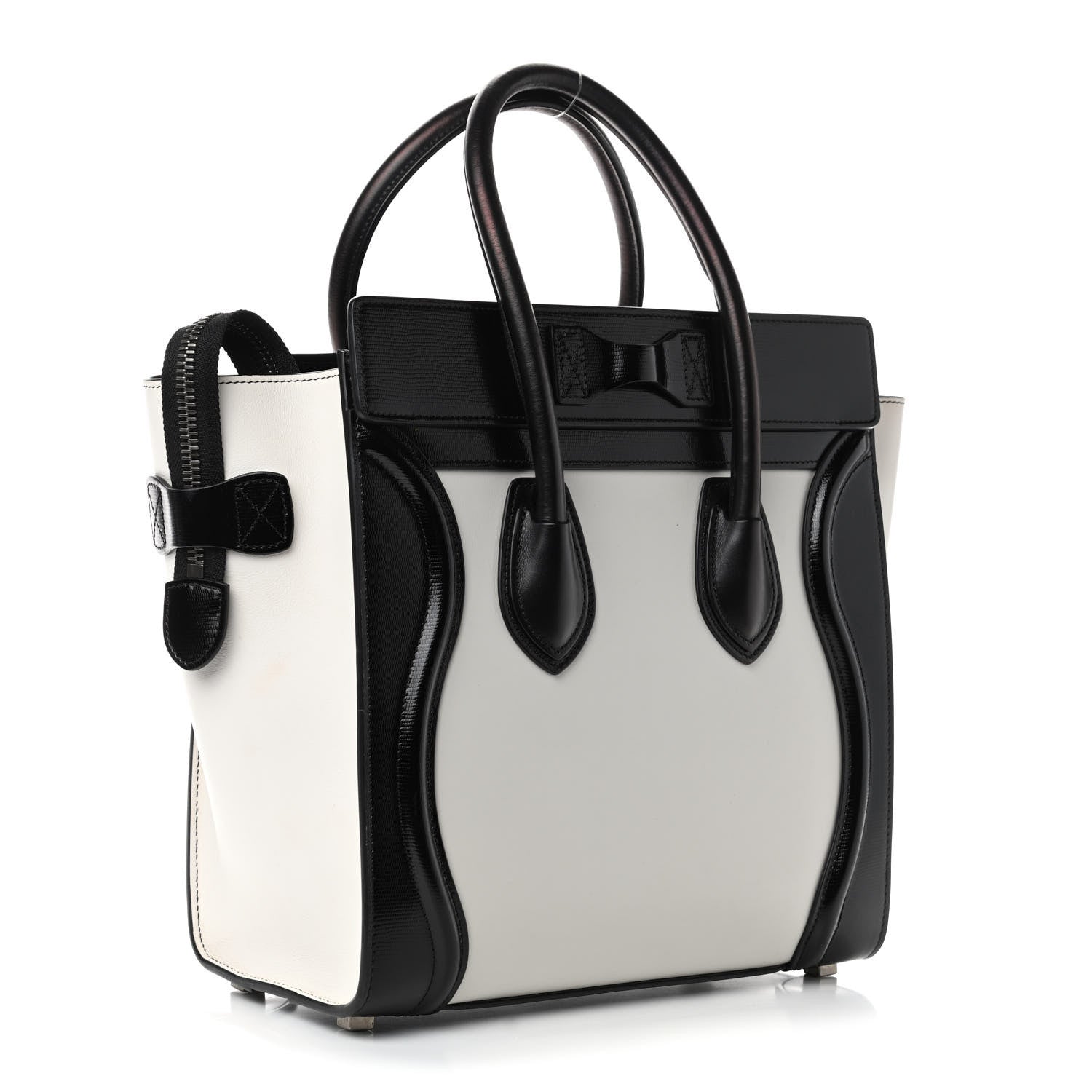 Celine Sleek Calfskin Micro Bi-Color Luggage Black White 2 of 4