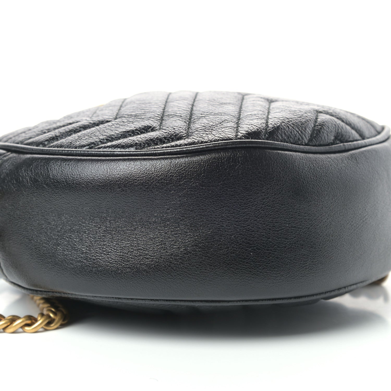 Gucci Azalea Calfskin Matelasse Heart Mini GG Marmont Round Shoulder Bag Black 10 of 11