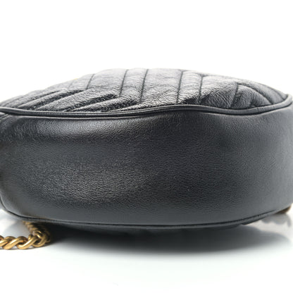 Gucci Azalea Calfskin Matelasse Heart Mini GG Marmont Round Shoulder Bag Black 10 of 11