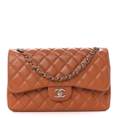 Chanel Caviar Quilted Jumbo Double Flap Light Brown 1 of 11