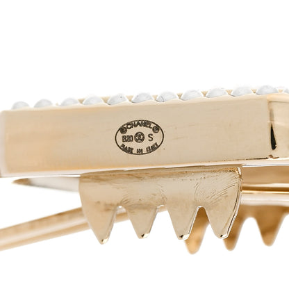 Chanel Crystal Chain CC Vendome Hair Clip Barrette Gold 3 of 4