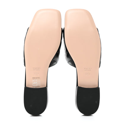 Gucci Nappa Matelasse GG Marmont Flat Slide Sandals 38.5 Black 5 of 9