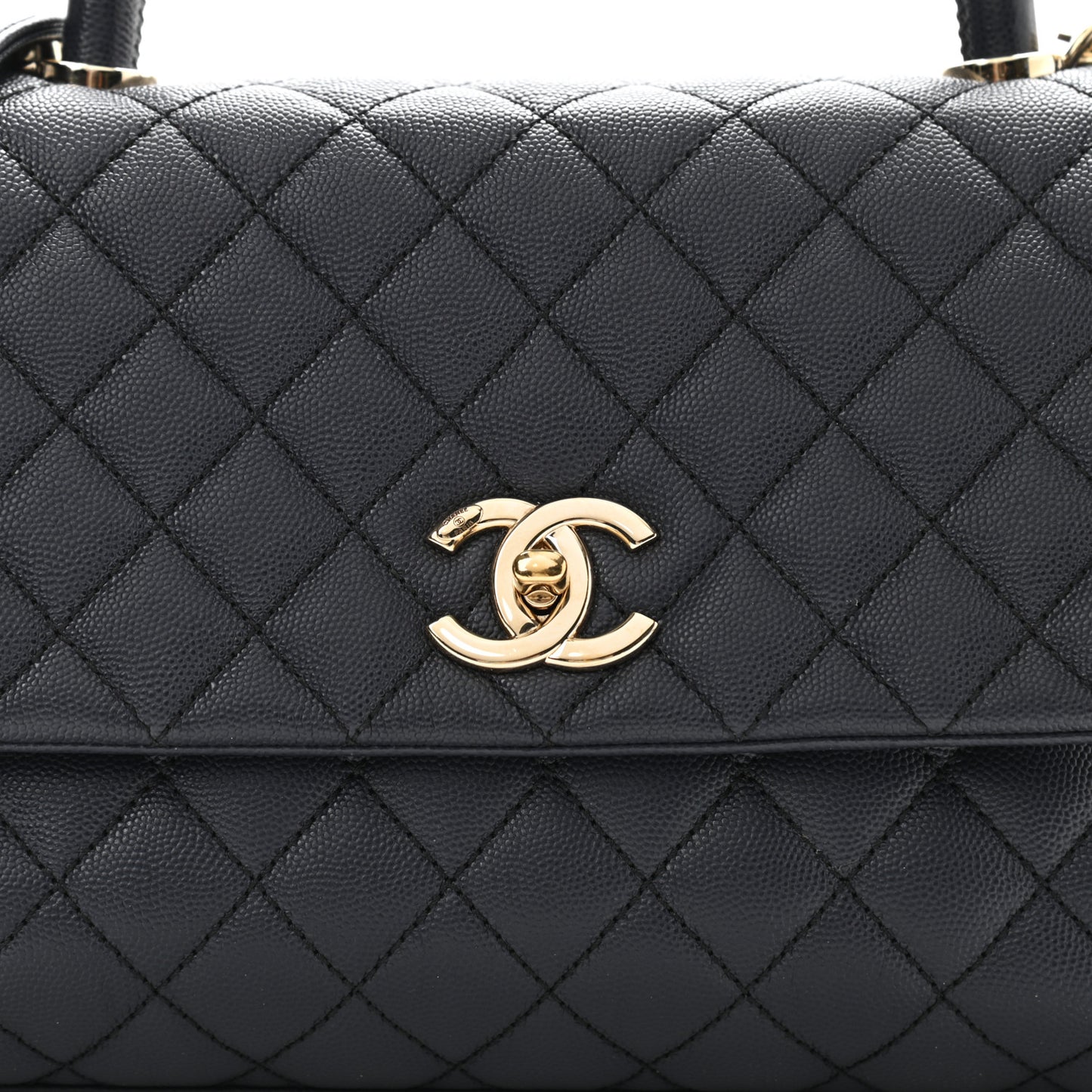 Caviar Quilted Small Coco Handle Flap Navy