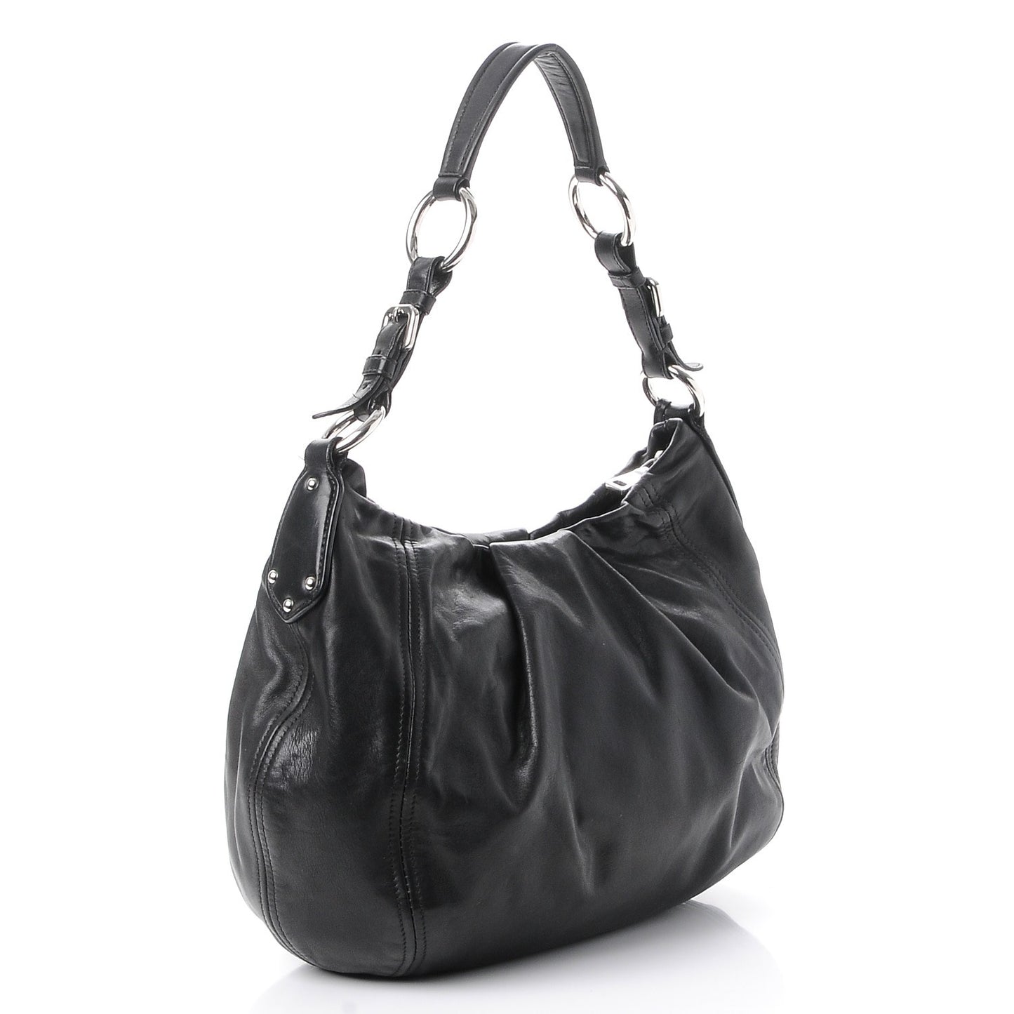 Soft Calf Pleated Hobo Black