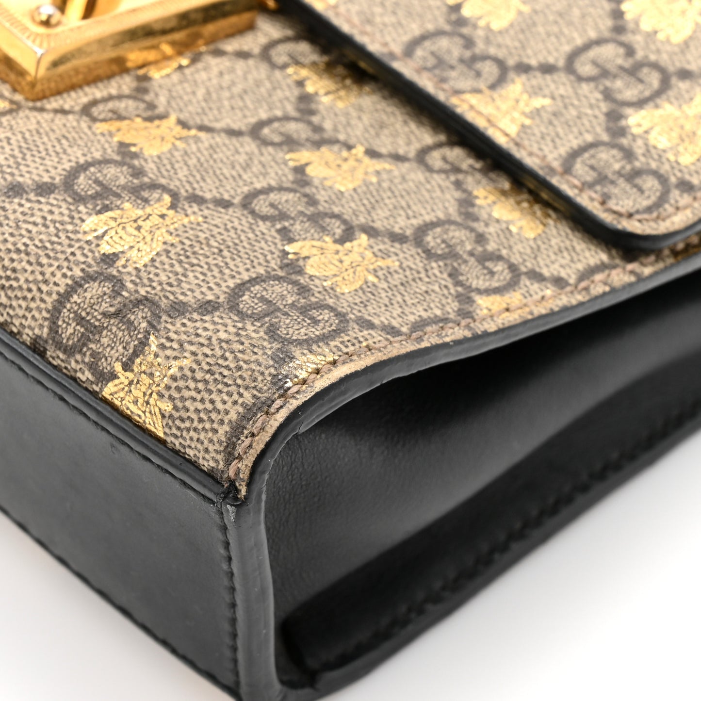 GG Supreme Monogram Bees Small Padlock Shoulder Bag Black