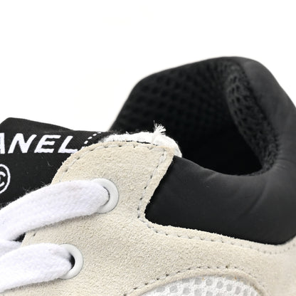 Chanel Mesh Suede Calfskin Grained Calfskin Womens CC Sneakers 37 White Black 11 of 11