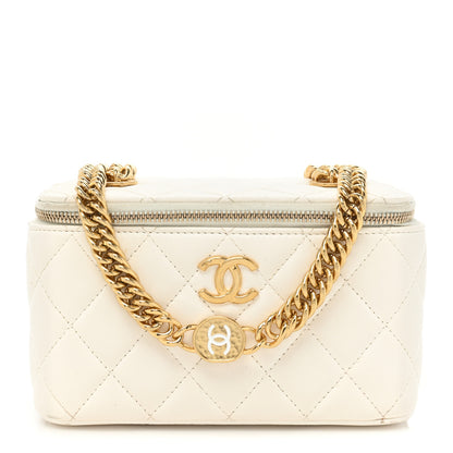 Chanel Lambskin Resin Quilted Vanity Case With Chain White 1 of 19