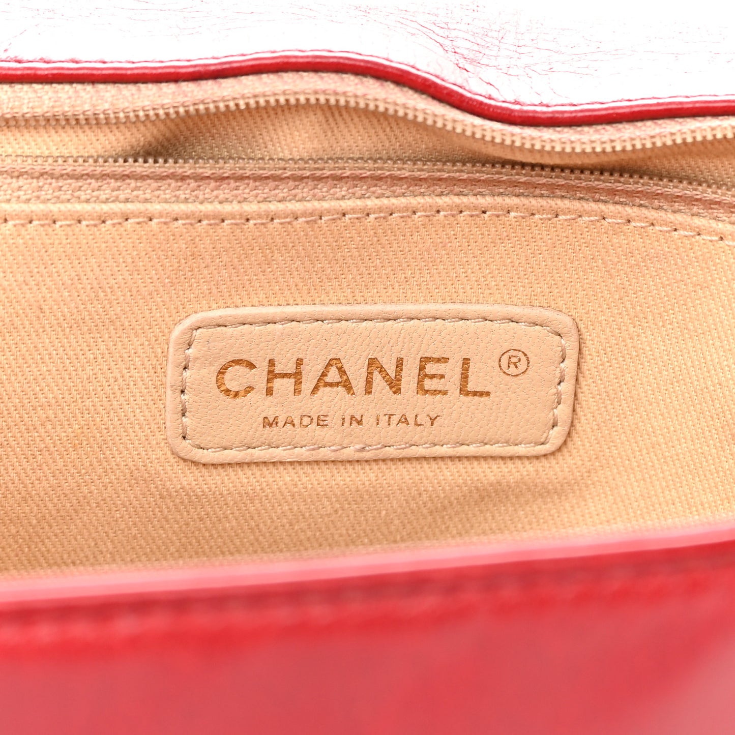 Aged Glazed Calfskin Quilted Large Boy Flap Red