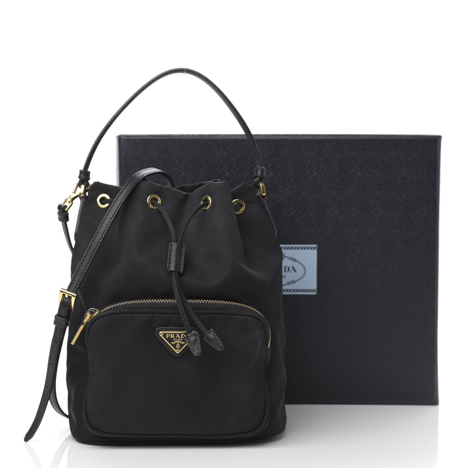 Prada Re-Nylon Duet Drawstring Shoulder Bag Black 15 of 15