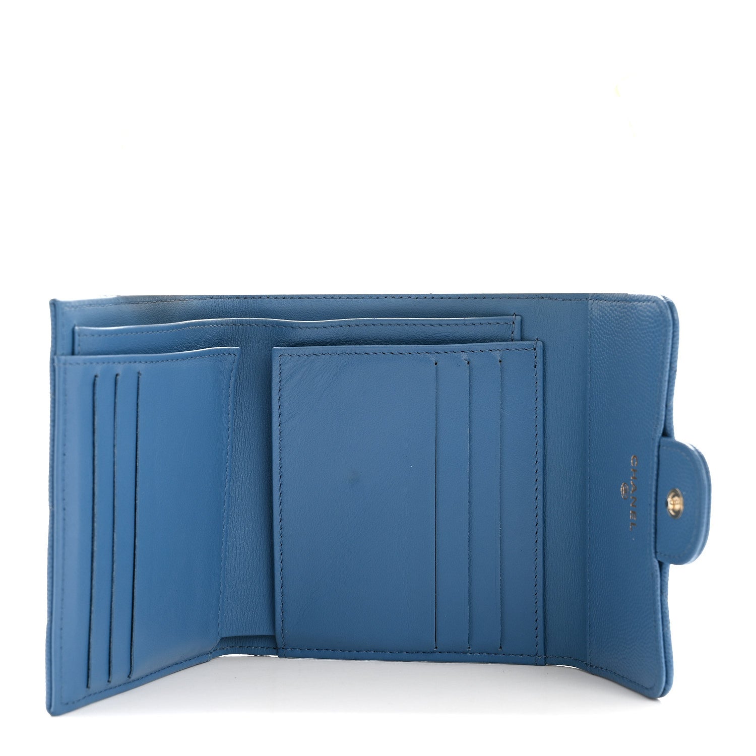 Chanel Caviar Quilted Compact Flap Wallet Blue 5 of 9