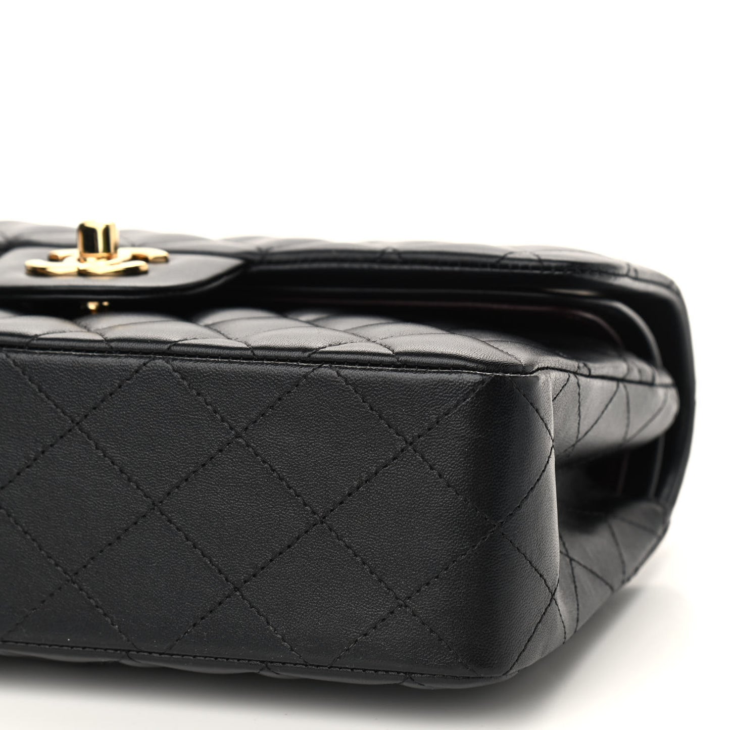 Lambskin Quilted Small Double Flap Black