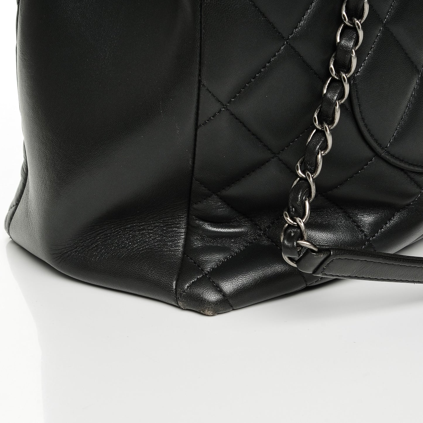 Lambskin Quilted Trendy CC Shopping Tote Grey