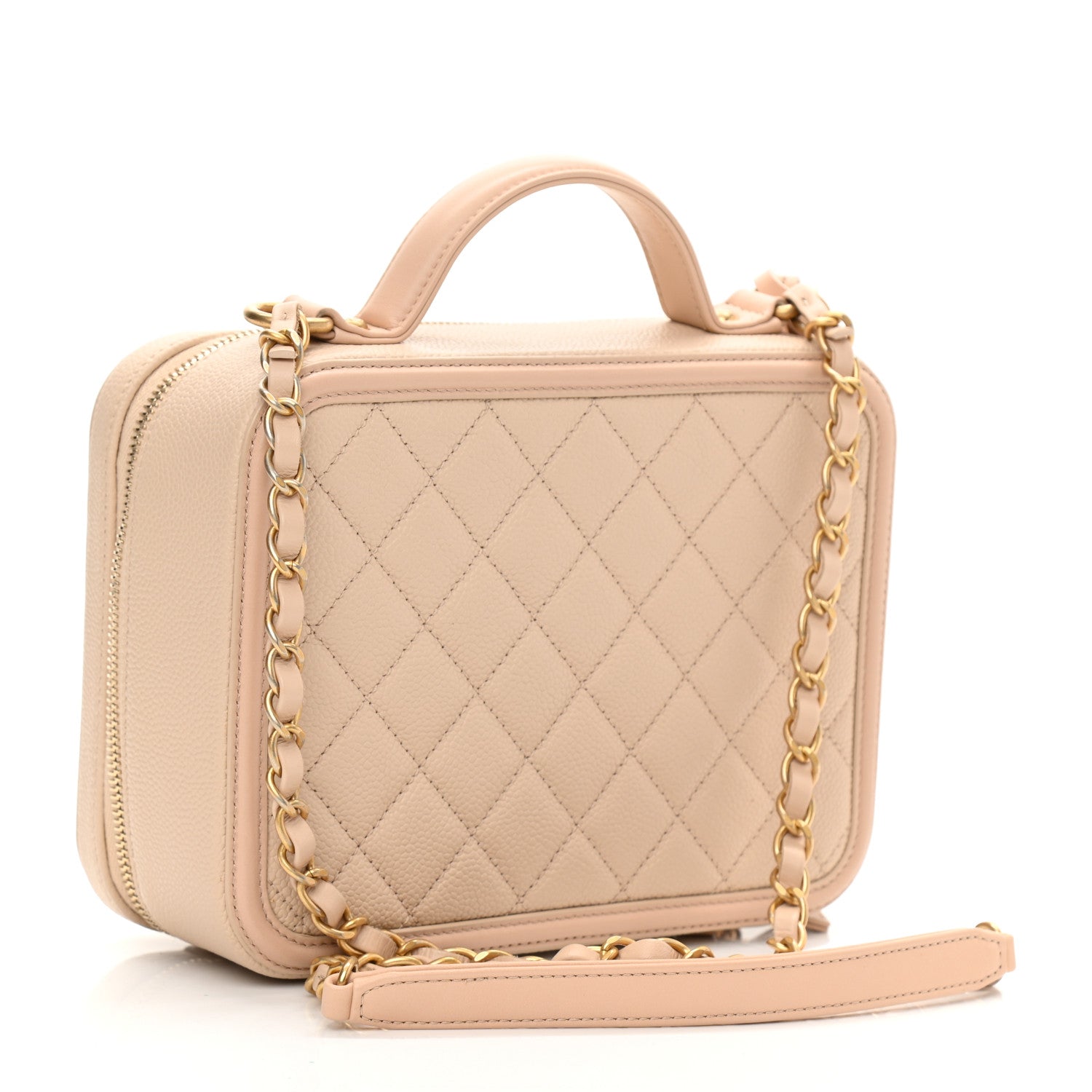 Chanel Caviar Quilted Medium CC Filigree Vanity Case Beige 3 of 13