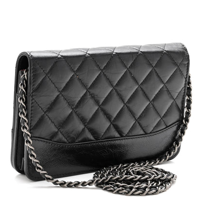 Chanel Aged Calfskin Quilted Gabrielle Wallet On Chain WOC Black 3 of 12