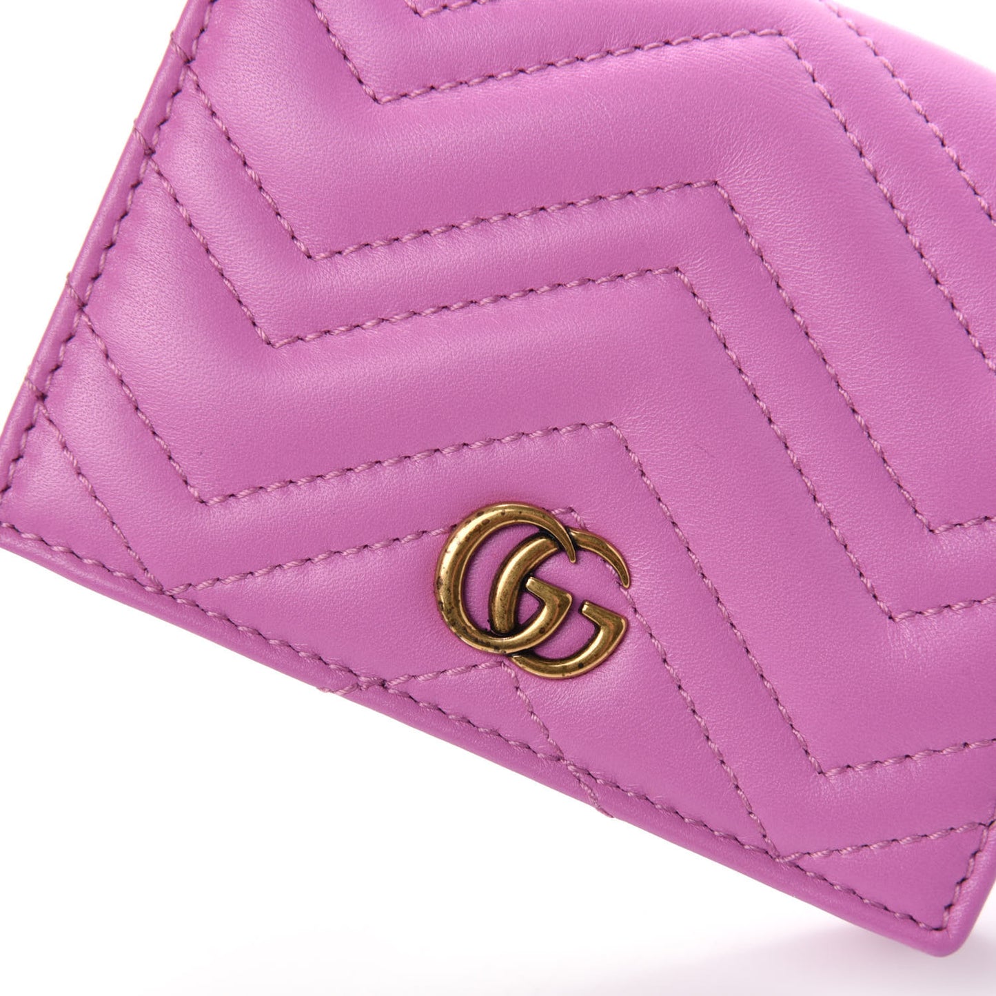 Calfskin Matelasse GG Marmont Card Case Candy Mousse