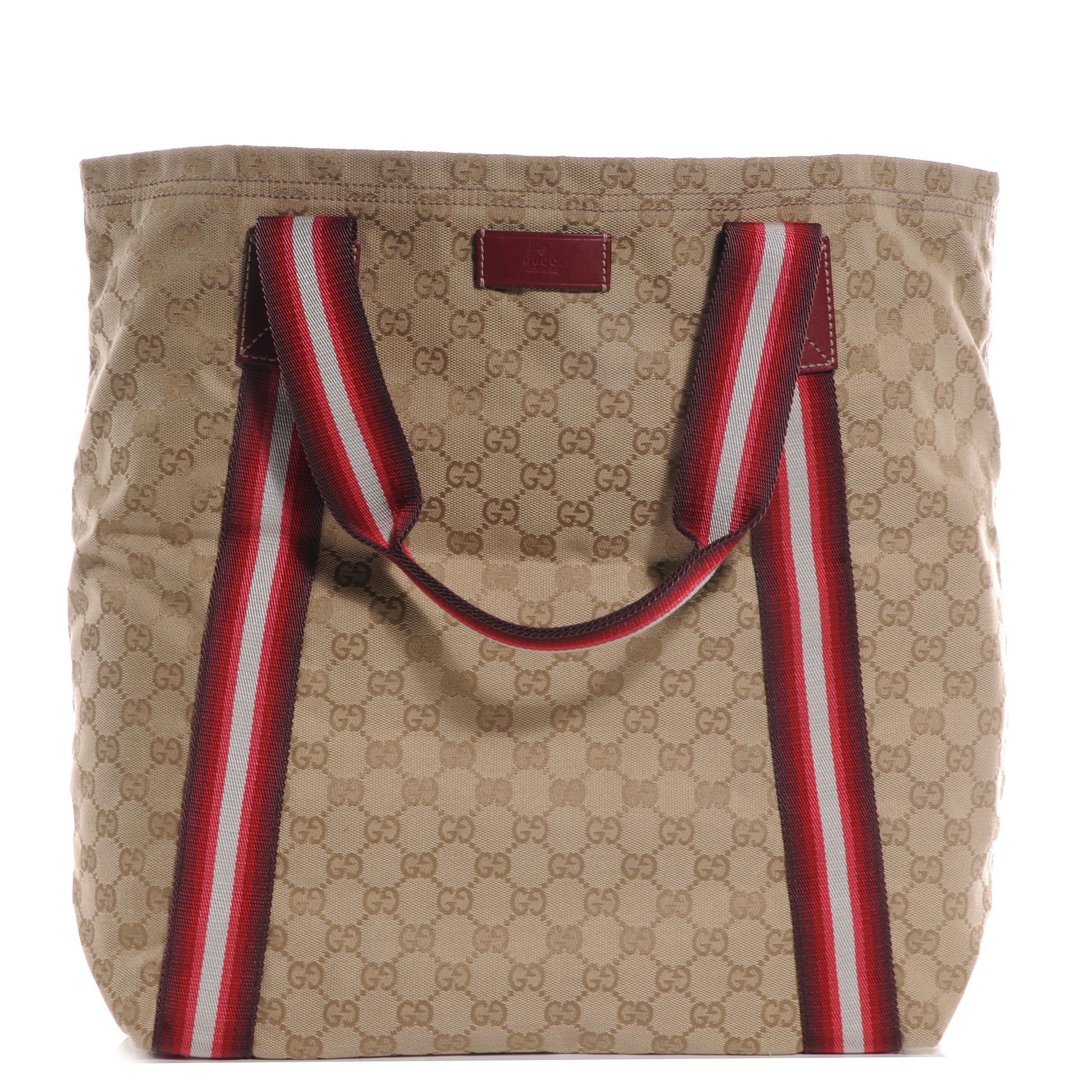 Gucci GG Monogram Medium Web Handle Vertical Tote Red 1 of 8