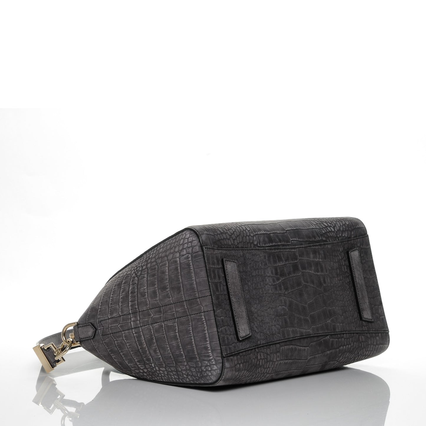 Nubuck Crocodile Embossed Medium Antigona Dark Grey