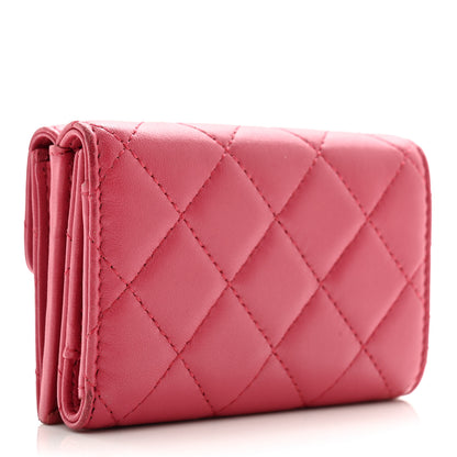 Chanel Lambskin Quilted Tri-Fold Flap Wallet Pink 3 of 14