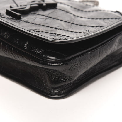 Saint Laurent Crinkled Calfskin Matelasse Monogram Niki Chain Wallet Black 8 of 9