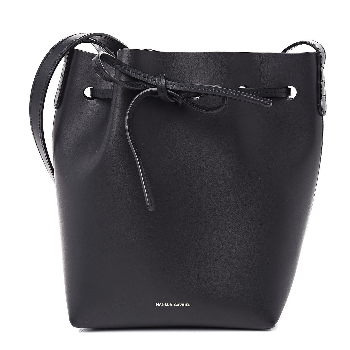 Calfskin Mini Mini Bucket Bag Black Blu
