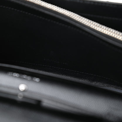 Saint Laurent Grain De Poudre Matelasse Chevron Monogram Chain Wallet Black 9 of 10