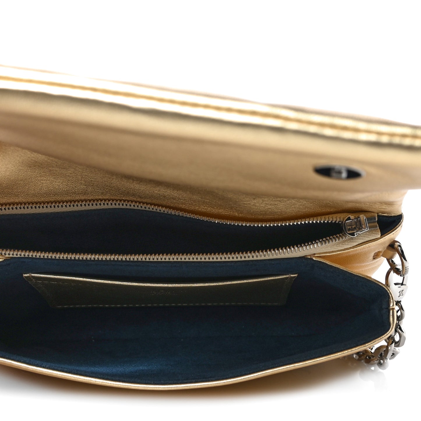 Metallic Lambskin Embossed Monogram Pochette Coussin Gold