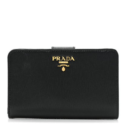 Prada Saffiano Metal Compact Wallet Black 1 of 12