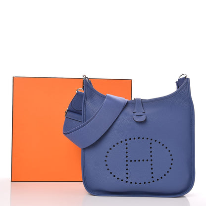 Hermes Taurillon Clemence Evelyne III PM Bleu Agate 8 of 8