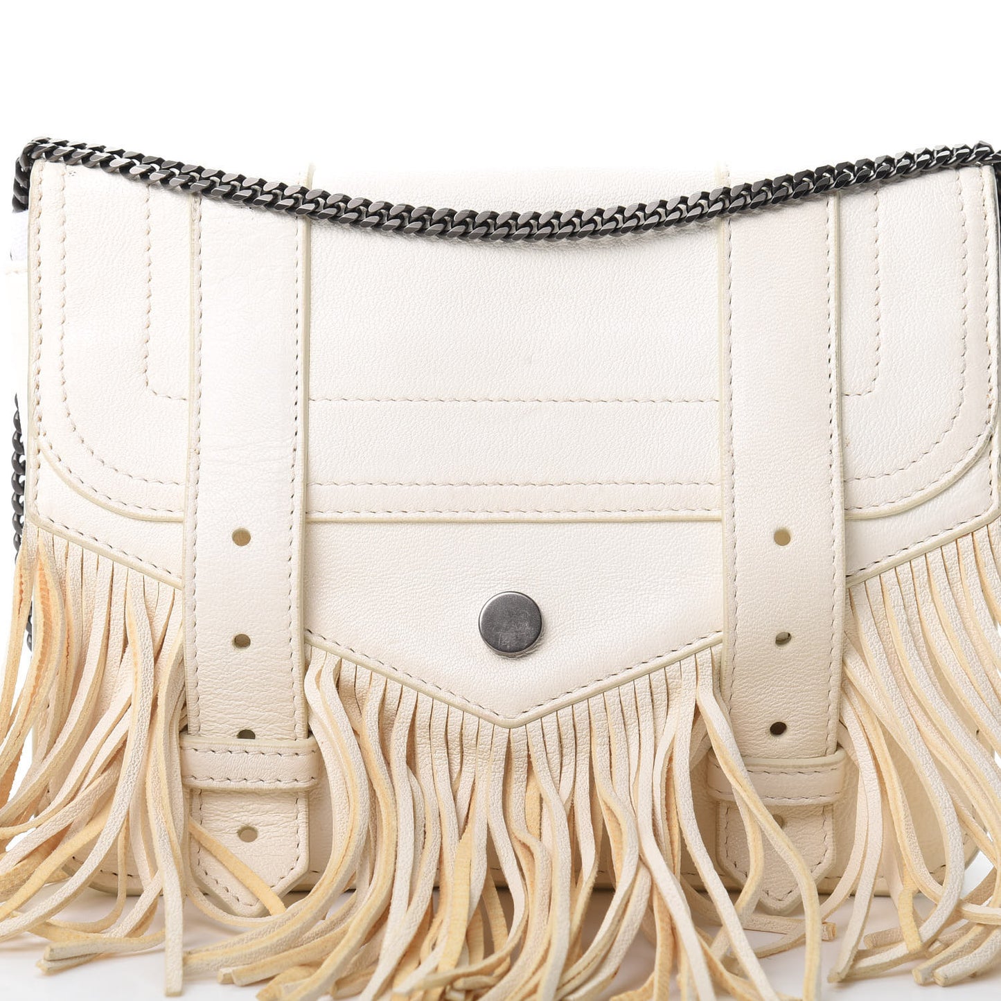 Lambskin Fringe PS1 Chain Wallet White