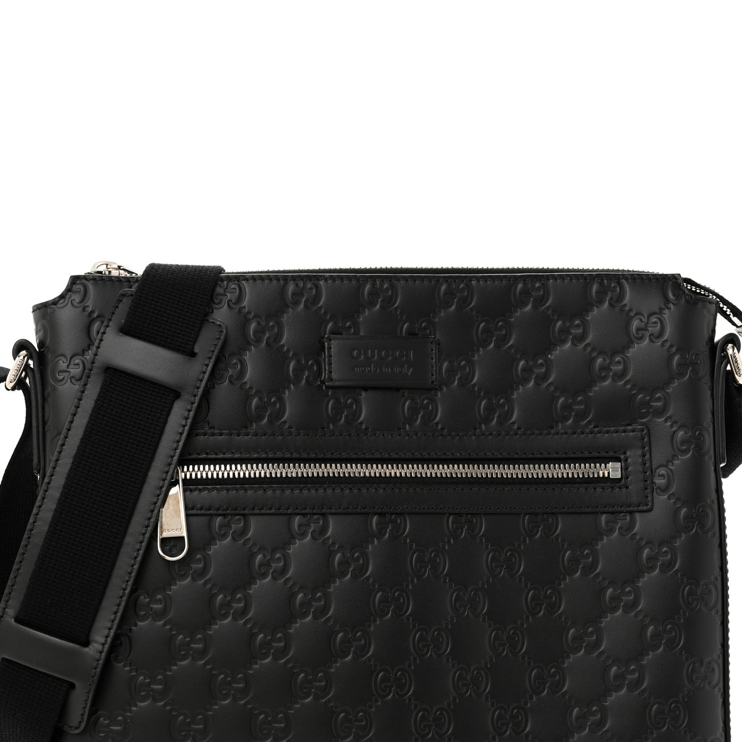 Guccissima Signature Medium Flat Messenger Bag Black