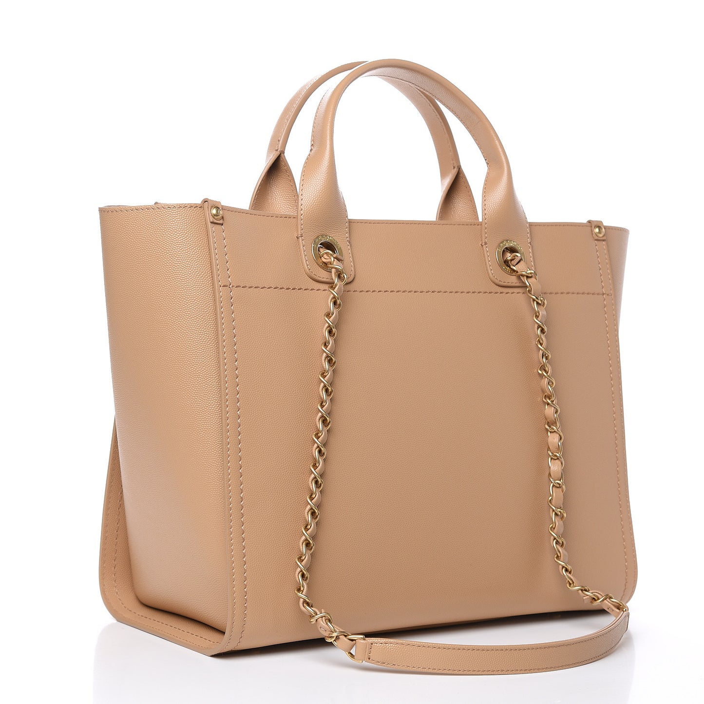 Caviar Small Studded Deauville Tote Beige