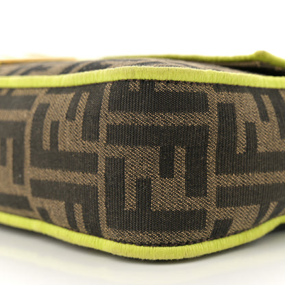Fendi Fabric Jacquard FF 1974 Large Baguette Tobacco Moro Giallo Fluo 10 of 11