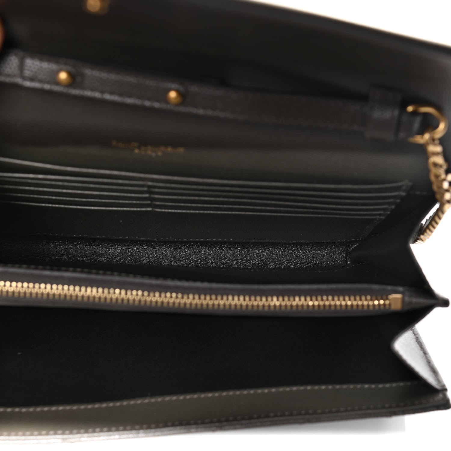 Saint Laurent Grain De Poudre Matelasse Chevron Monogram Chain Wallet Pebble 4 of 4