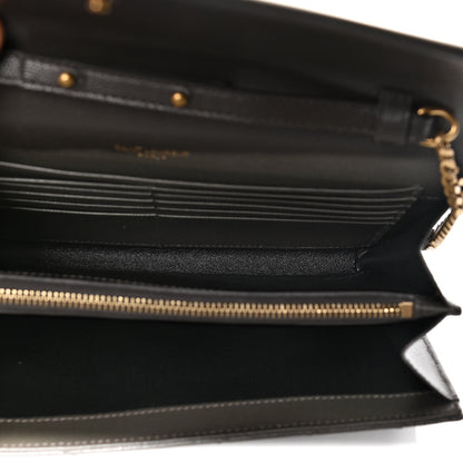 Saint Laurent Grain De Poudre Matelasse Chevron Monogram Chain Wallet Pebble 4 of 4