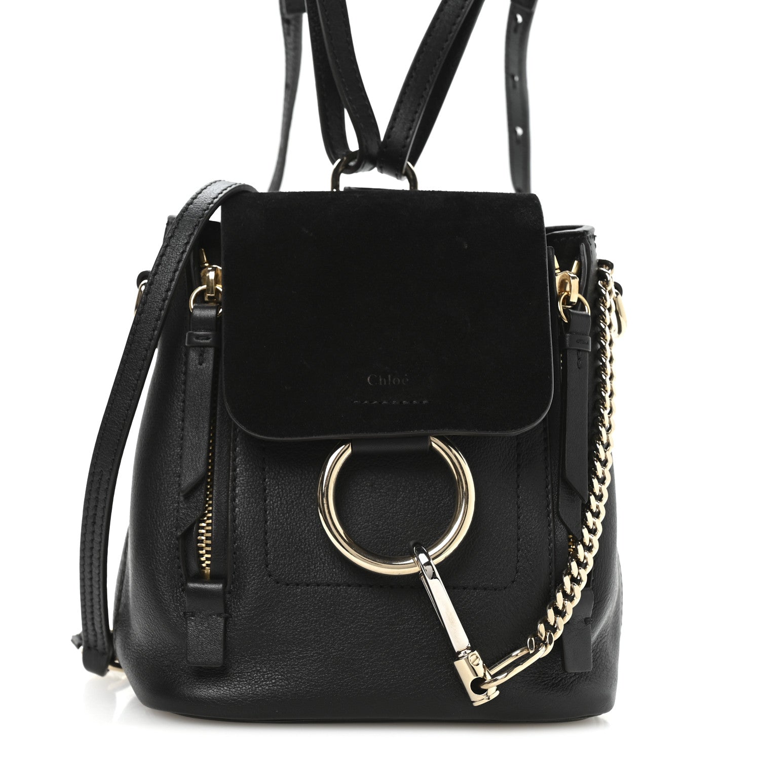 Chloe Suede Calfskin Mini Faye Backpack Black 8 of 10