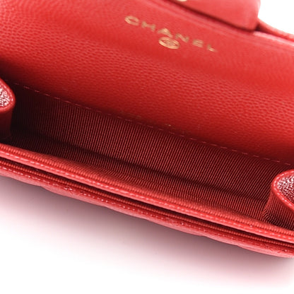 Chanel Caviar Quilted Flap Card Holder Wallet Red 5 of 9