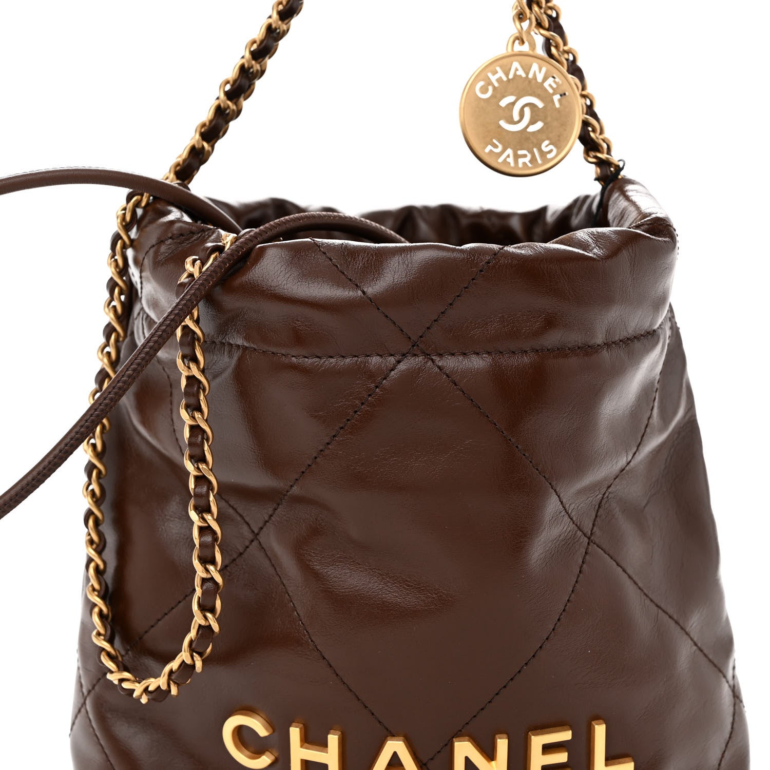 Chanel Shiny Calfskin Quilted Mini 22 Brown 8 of 10
