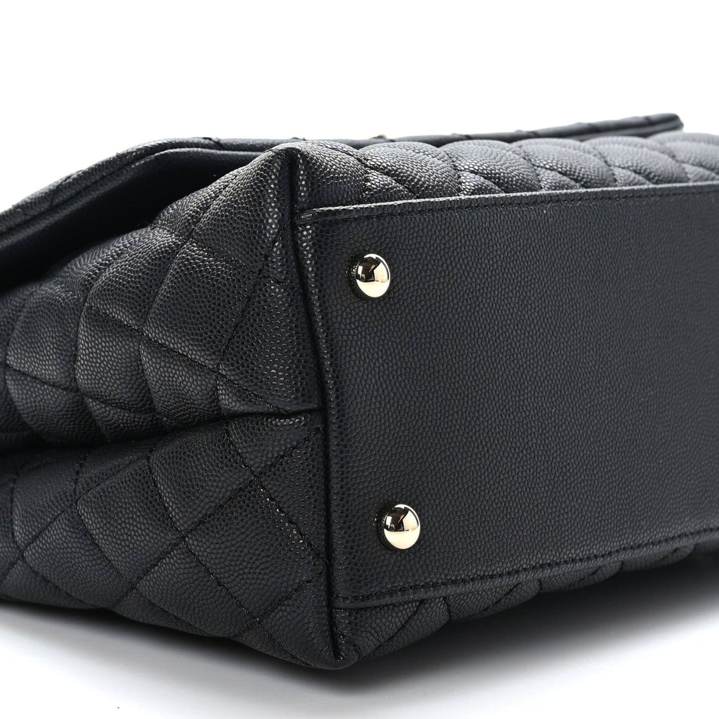 Caviar Quilted Small Coco Handle Flap Black