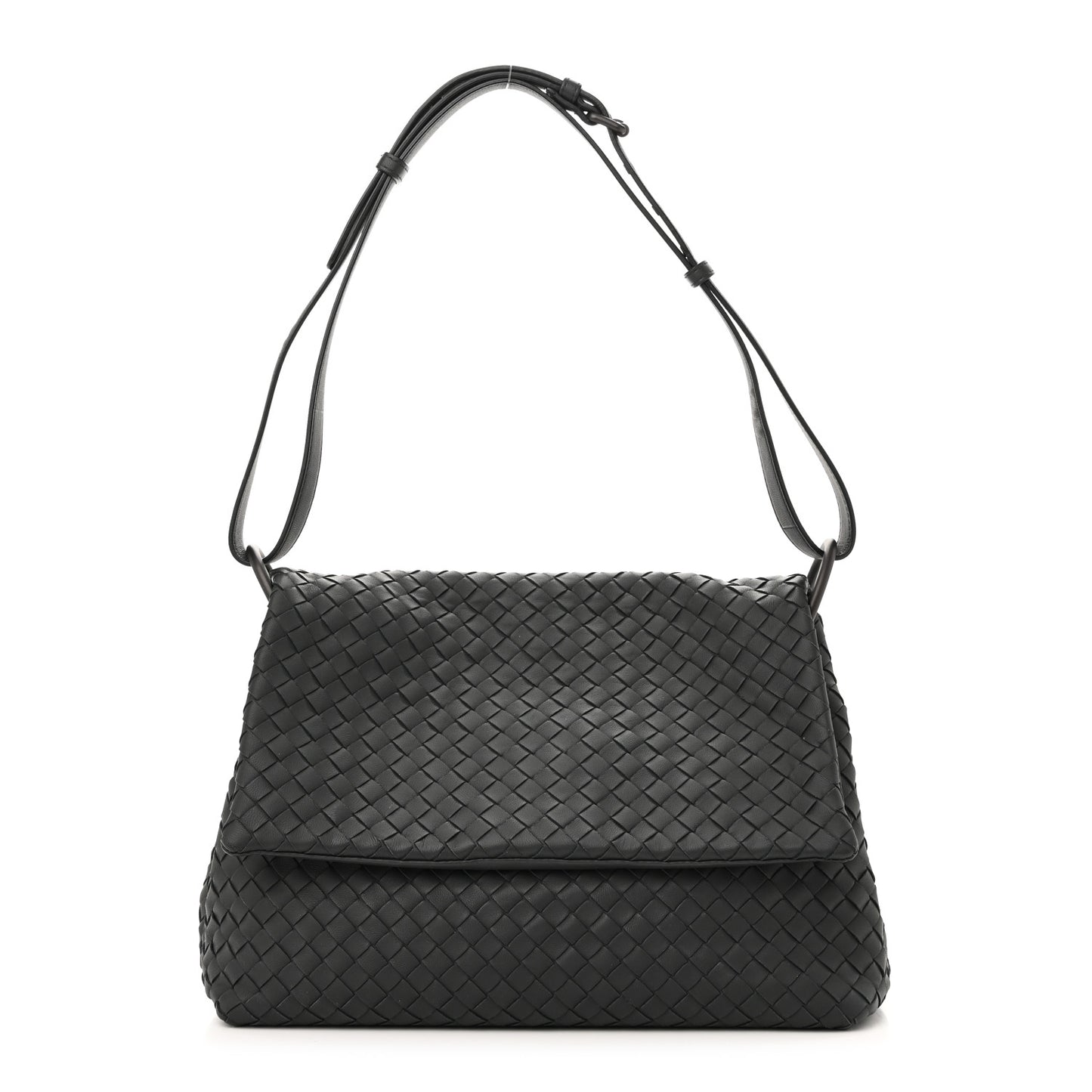 Nappa Intrecciato Flap Shoulder Bag Ebano