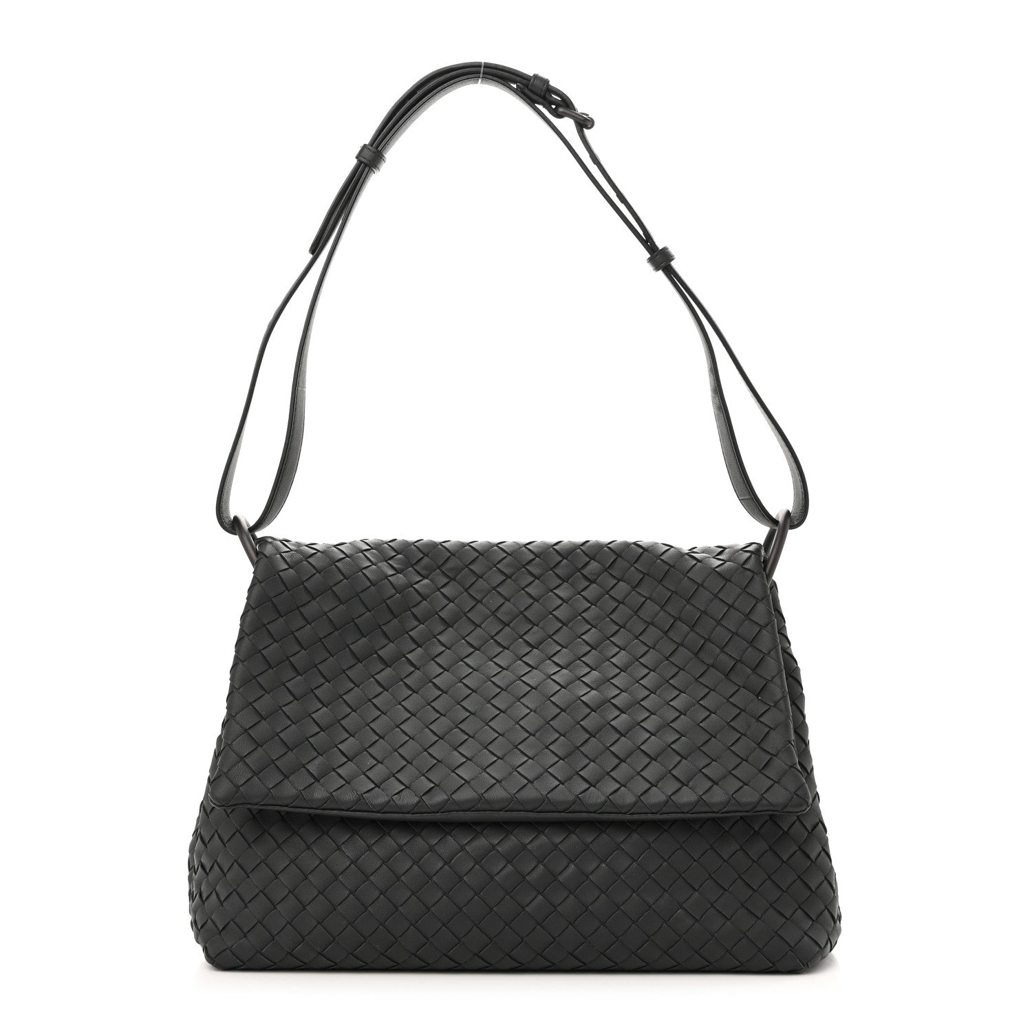 Bottega Veneta Nappa Intrecciato Flap Shoulder Bag Ebano 1 of 9