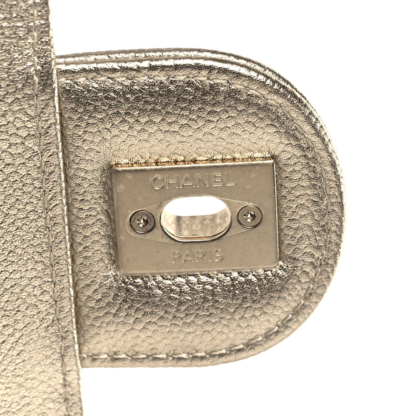 Metallic Caviar Quilted Medium CC Slide Flap Light Gold