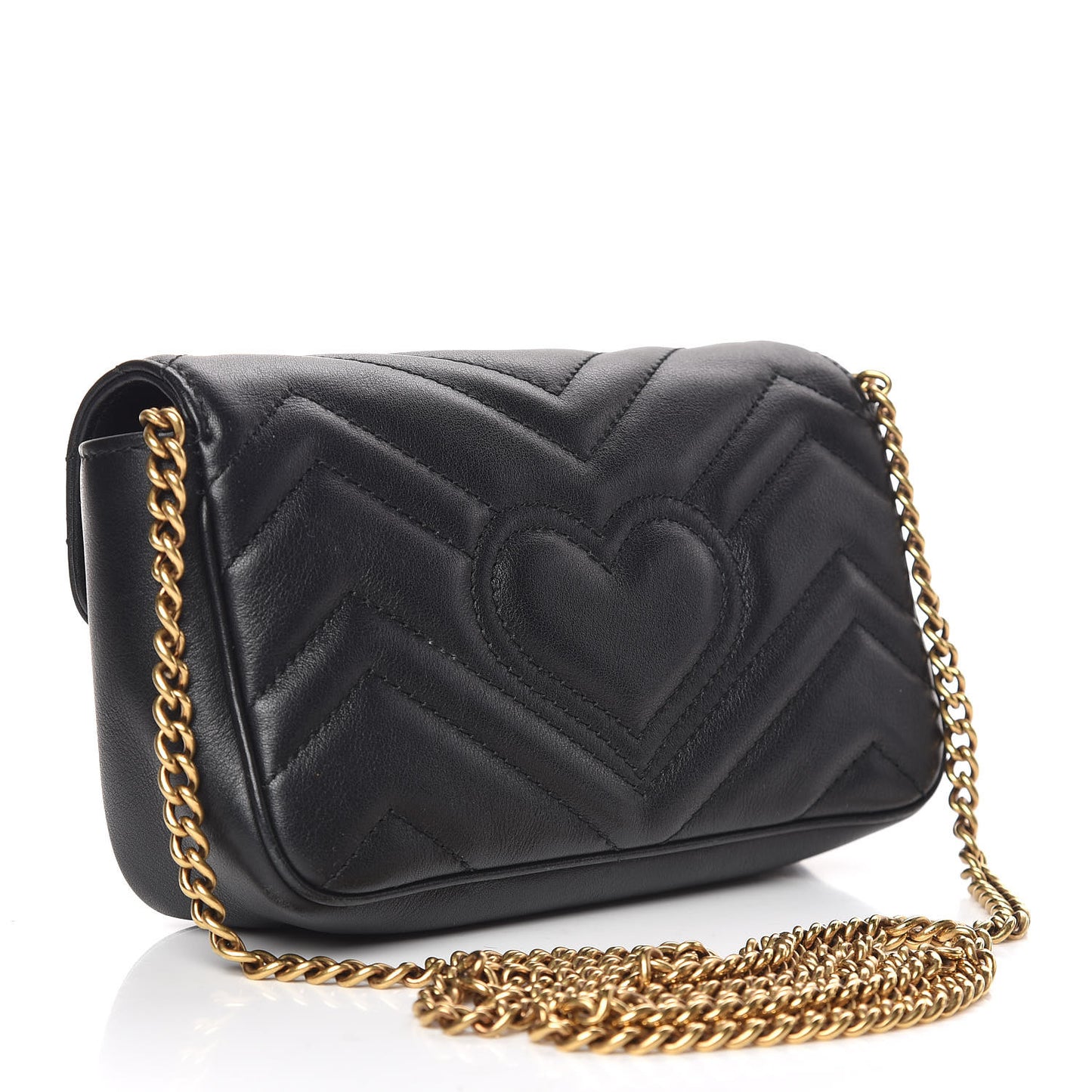 Calfskin Matelasse Super Mini GG Marmont Shoulder Bag Black